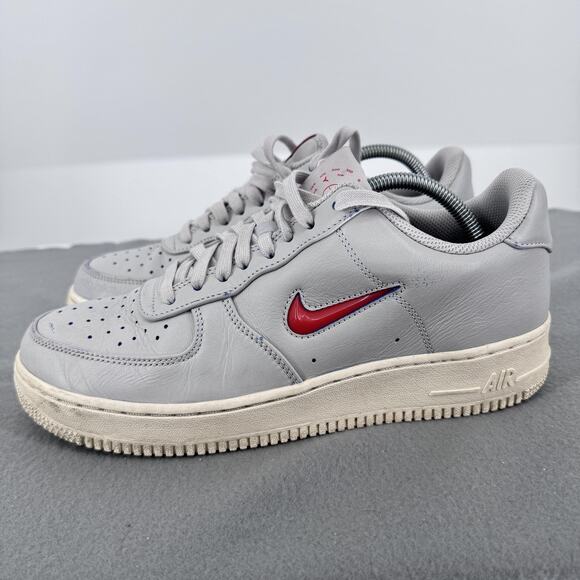Nike Air Force 1 Jewel Home Away Grey CK4392-002 Mens 9.5 Red‎ Swoosh